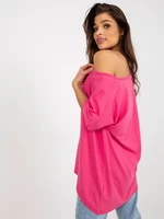 Dark pink basic oversized viscose blouse