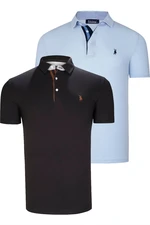 DUAL SET T8582 DEWBERRY MENS T-SHIRT-BLACK-BABY BLUE