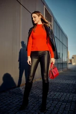 Lady's fitted turtleneck neon orange