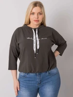 Dark khaki blouse plus size with Perry lettering