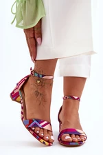 Satin heeled sandals with Red mix Inspire Me!