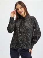 Orsay Black Ladies Satin Polka Dot Blouse - Women