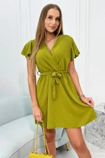 Olive dress with a deep neckline