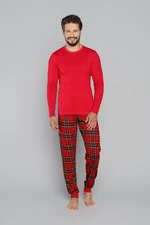 Men's pyjamas Narwik, long sleeves, long pants - red/print