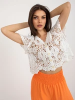 White openwork blouse with buttons