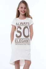 Cream girl's dress with inscriptions