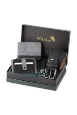 Polo Air Belt, Wallet, Card Holder, Keychain, Gray Set in Gift Box