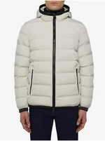 Light Grey Men's Quilted Winter Jacket with Geox Hood - Men