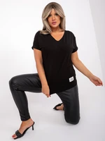 Women's black cotton blouse plus size