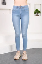 BİKELİFE Light Blue Nail Detail High Waist Lycra Denim Trousers.