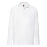 White Long Sleeve Polo Shirt Fruit of the Loom