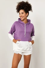 XHAN Women's Lilac Patchwork Sweatshirt