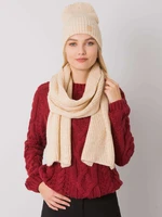 RUE PARIS Beige set, hat and scarf