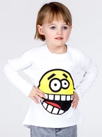 Cotton children's blouse with white emoticon print