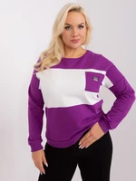 Purple and ecru women's plus size blouse with patch