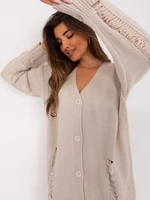 Beige oversize cardigan with holes