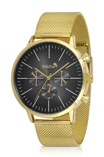 Polo Air Men's Wristwatch with Wicker Strap, Black with Yellow Inside