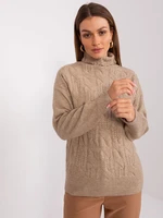 Dark beige melange turtleneck