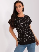 Black cotton blouse with print