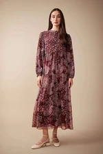 DEFACTO Printed Siphon Raglan Sleeves Long Sleeve Dress