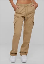 Women's high-waisted twill trousers unionbeige