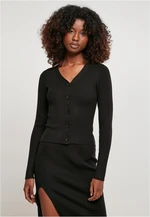 Women's cardigan with short rib knit, black