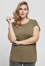 Women's Organic Olive T-Shirt with Extended Shoulder