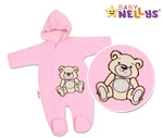 BABY NELLYS Zimní kombinézka/overálek Teddy Bear - růžová, vel. 68 (3-6m)