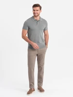 Ombre Men's classic cut chino pants with soft texture - ash