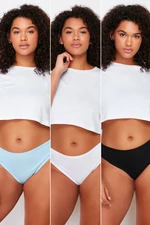 Trendyol Curve 2 Black - 2 White - 1 Blue 5-Pack Plus Size Panties