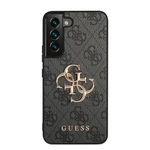 Zadní kryt Guess PU 4G Metal Logo pro Samsung Galaxy S23, šedá