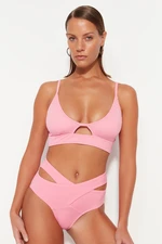 Trendyol Růžová Bralette Výstřih/Okno Bikiny Top