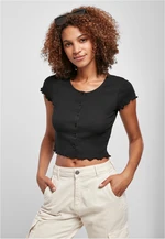 Women's T-shirt with buttons, black