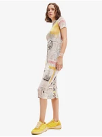 Beige women's patterned midi dress Desigual News - Women