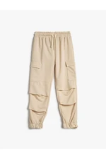 Koton Cargo Sweatpants with Layer Details Side Pockets with Tie Waist.