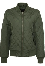 Women's Diamond Quilt Nylon Jacket Olive