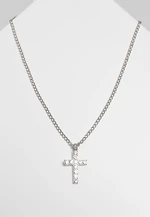 Necklace with diamond cross - silver color