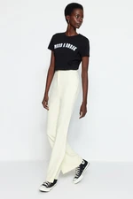 Trendyol Yellow Cropped Leg Weave Trousers