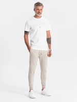 Ombre Men's sweatpants in pleasant knit fabric - cream melange