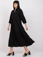 Black flowing dress with cotton frills RUE PARIS