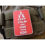 Nášivka Keep Calm and use your EDC JTG® - červená – Červená (Farba: Červená)