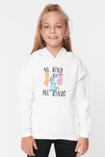 Trendyol Girls' Ecru Hooded Printed Knitted Sweatshirt