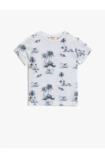 Koton Boys' White Patterned Printed T-Shirt Cotton