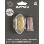 NATTOU Baby Toothbrush dětský zubní kartáček na prst s pouzdrem Yellow / Pink 2 ks