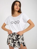 Black and white women's T-shirt with Amor RUE PARIS print