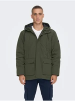 Dark green men's winter jacket ONLY & SONS Jayden - Men's