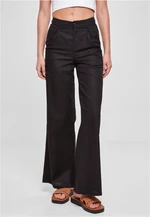 Women's high canvas mixed wide trousers black