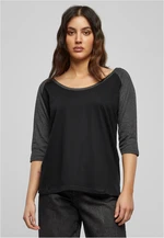 Women's 3/4 contrast raglan t-shirt black/charcoal