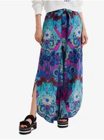 Pink-turquoise women's patterned loose trousers Desigual Lile-Lacroix - Women's