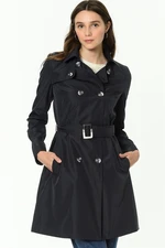 Z6642 DEWBERRY WOMEN'S TRENCH COAT-NAVY BLUE